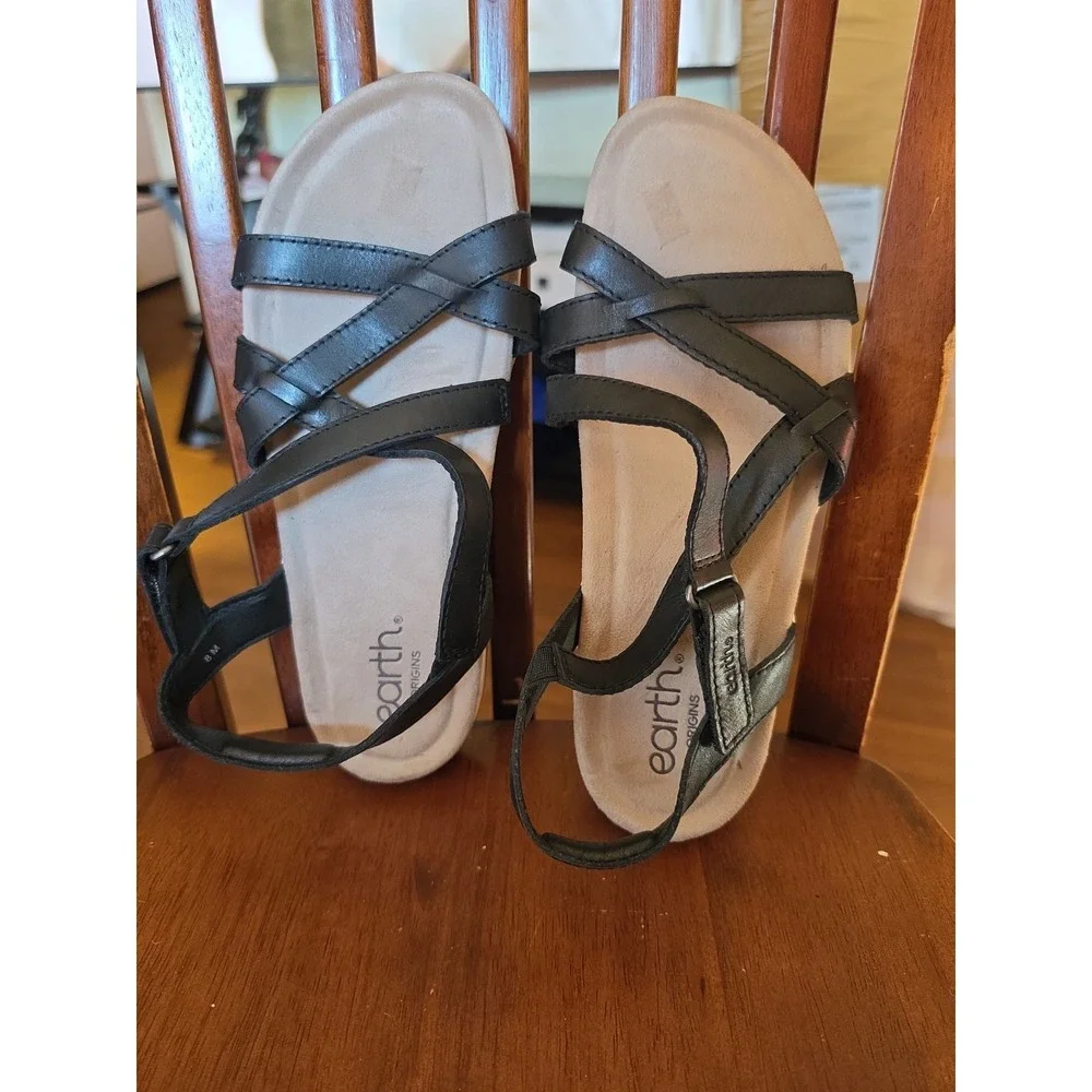 Earth Origins Sellie Sandal Black Leather Women's Sz 8M